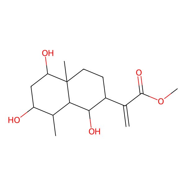 2D Structure of methyl 2-(1,5,7-trihydroxy-4a,8-dimethyl-2,3,4,5,6,7,8,8a-octahydro-1H-naphthalen-2-yl)prop-2-enoate 2D Structure of methyl 2-(1,5,7-trihydroxy-4a,8-dimethyl-2,3,4,5,6,7,8,8a-octahydro-1H-naphthalen-2-yl)prop-2-enoate