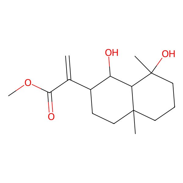 2D Structure of Methyl 2-(1,8-dihydroxy-4a,8-dimethyl-1,2,3,4,5,6,7,8a-octahydronaphthalen-2-yl)prop-2-enoate