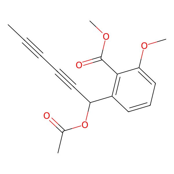 2D Structure of methyl 2-[(1R)-1-acetyloxyhexa-2,4-diynyl]-6-methoxybenzoate