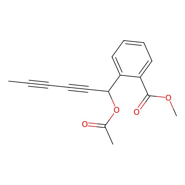 2D Structure of methyl 2-[(1R)-1-acetyloxyhexa-2,4-diynyl]benzoate