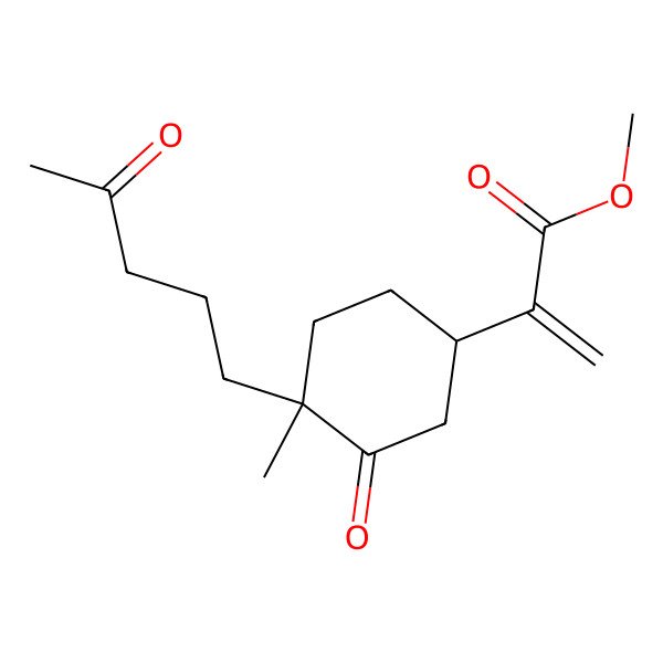 2D Structure of methyl 2-[(1R,4R)-4-methyl-3-oxo-4-(4-oxopentyl)cyclohexyl]prop-2-enoate
