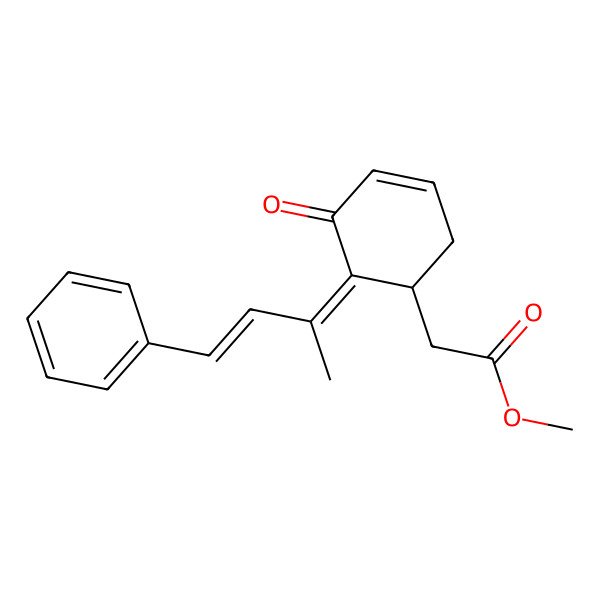 2D Structure of methyl 2-[(1R,6E)-5-oxo-6-[(E)-4-phenylbut-3-en-2-ylidene]cyclohex-3-en-1-yl]acetate