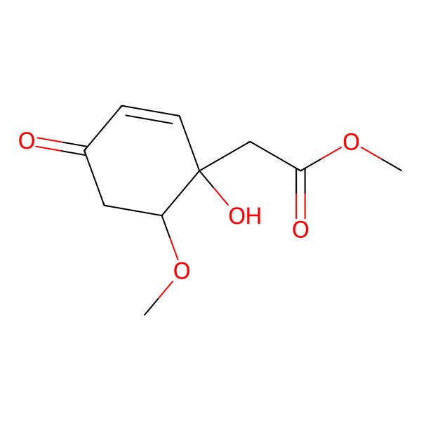 2D Structure of methyl 2-[(1R,6S)-1-hydroxy-6-methoxy-4-oxocyclohex-2-en-1-yl]acetate