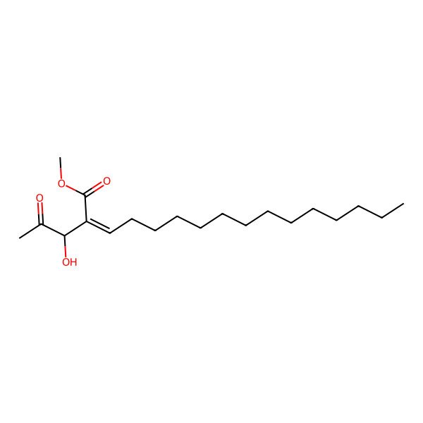 2D Structure of methyl 2-[(1S)-1-hydroxy-2-oxopropyl]hexadec-2-enoate