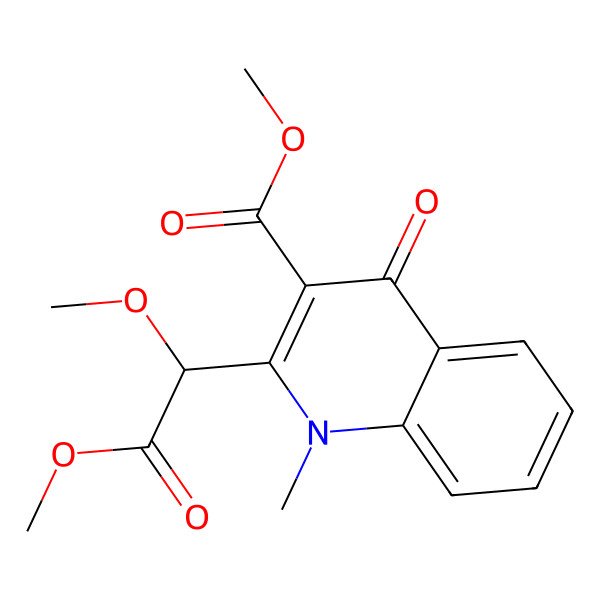 2D Structure of methyl 2-[(1S)-1,2-dimethoxy-2-oxoethyl]-1-methyl-4-oxoquinoline-3-carboxylate
