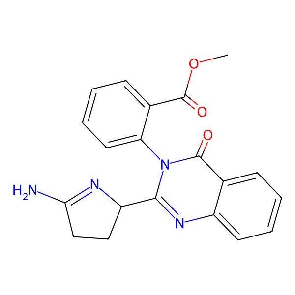 2D Structure of methyl 2-[2-(5-amino-3,4-dihydro-2H-pyrrol-2-yl)-4-oxoquinazolin-3-yl]benzoate