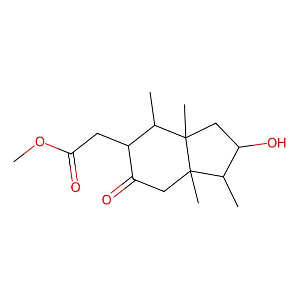 2D Structure of Methyl 2-(2-hydroxy-1,3a,4,7a-tetramethyl-6-oxo-1,2,3,4,5,7-hexahydroinden-5-yl)acetate