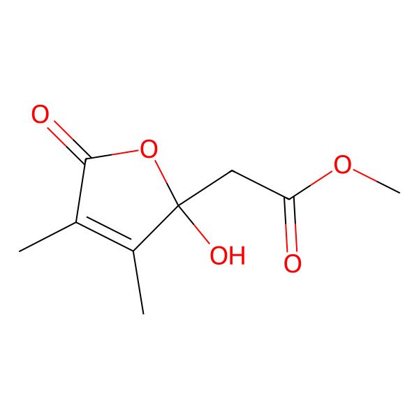 2D Structure of Methyl 2-(2-hydroxy-3,4-dimethyl-5-oxofuran-2-yl)acetate