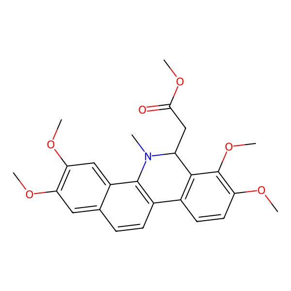 2D Structure of methyl 2-(2,3,7,8-tetramethoxy-5-methyl-6H-benzo[c]phenanthridin-6-yl)acetate