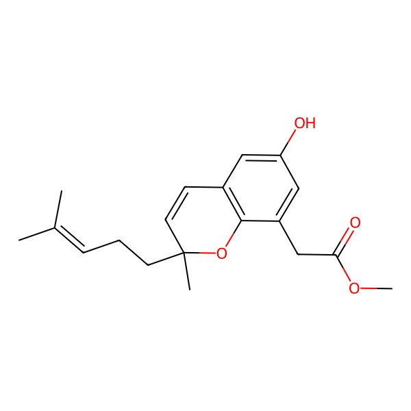 2D Structure of methyl 2-[(2R)-6-hydroxy-2-methyl-2-(4-methylpent-3-enyl)chromen-8-yl]acetate
