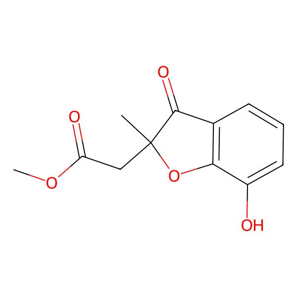 2D Structure of methyl 2-[(2R)-7-hydroxy-2-methyl-3-oxo-1-benzofuran-2-yl]acetate
