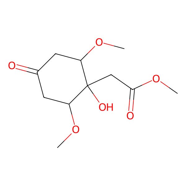 2D Structure of methyl 2-[(2R,6R)-1-hydroxy-2,6-dimethoxy-4-oxocyclohexyl]acetate
