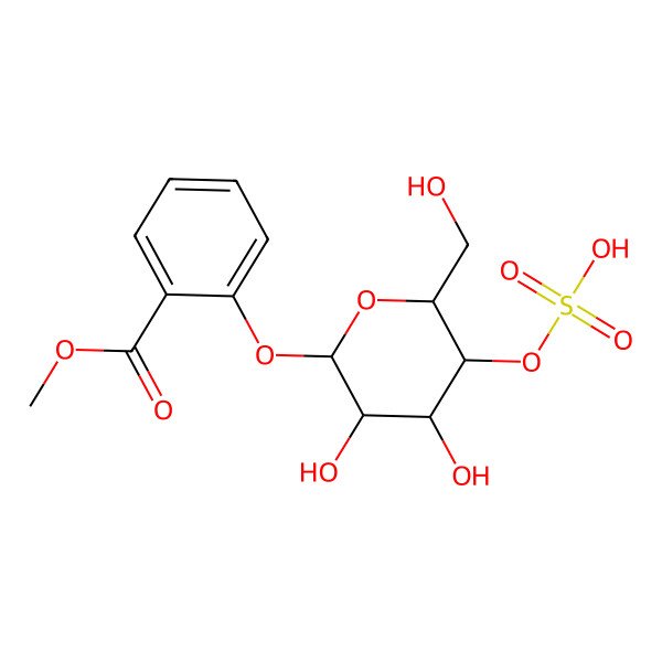 2D Structure of methyl 2-[(2S,3R,4R,5S,6R)-3,4-dihydroxy-6-(hydroxymethyl)-5-sulfooxyoxan-2-yl]oxybenzoate