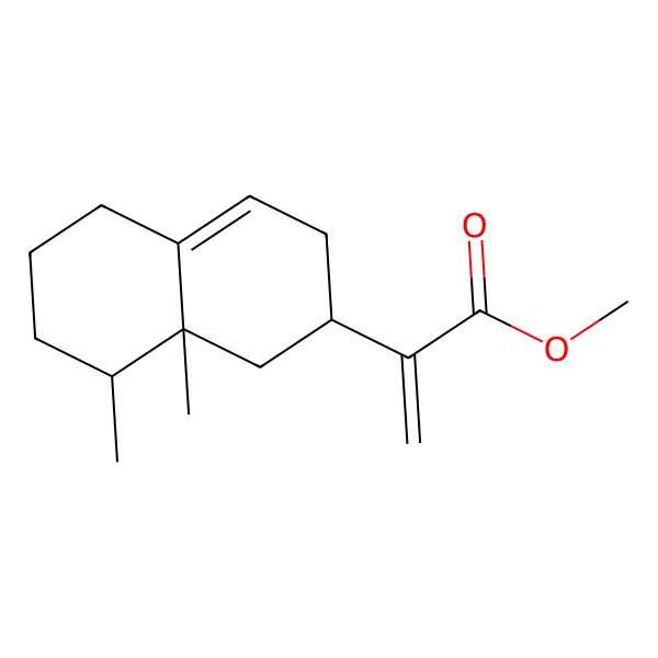 2D Structure of methyl 2-[(2S,8S,8aR)-8,8a-dimethyl-2,3,5,6,7,8-hexahydro-1H-naphthalen-2-yl]prop-2-enoate