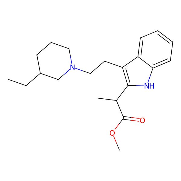 2D Structure of methyl 2-[3-[2-(3-ethylpiperidin-1-yl)ethyl]-1H-indol-2-yl]propanoate