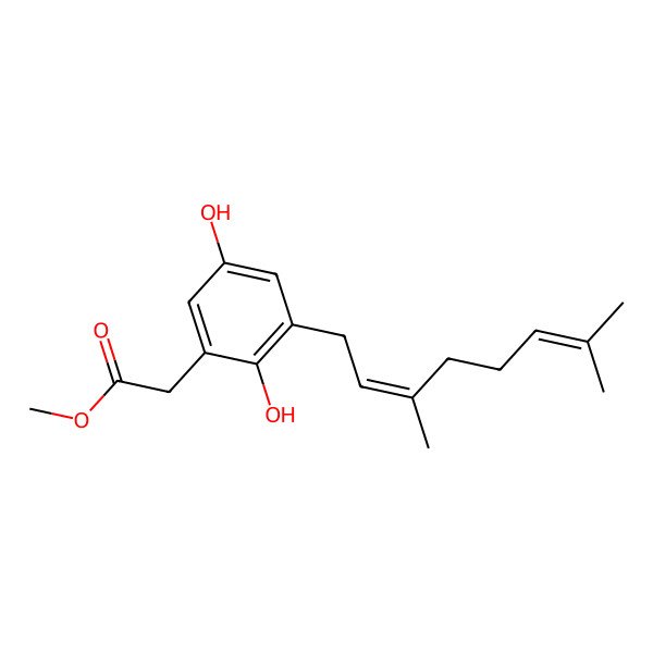 2D Structure of Methyl 2-[3-(3,7-dimethylocta-2,6-dienyl)-2,5-dihydroxyphenyl]acetate