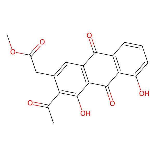2D Structure of Methyl 2-(3-acetyl-4,5-dihydroxy-9,10-dioxoanthracen-2-yl)acetate