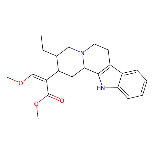 2D Structure of Methyl 2-(3-ethyl-1,2,3,4,6,7,12,12b-octahydroindolo[2,3-a]quinolizin-2-yl)-3-methoxyprop-2-enoate