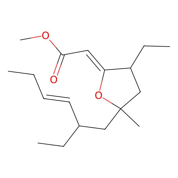 2D Structure of Methyl 2-[3-ethyl-5-(2-ethylhex-3-enyl)-5-methyloxolan-2-ylidene]acetate