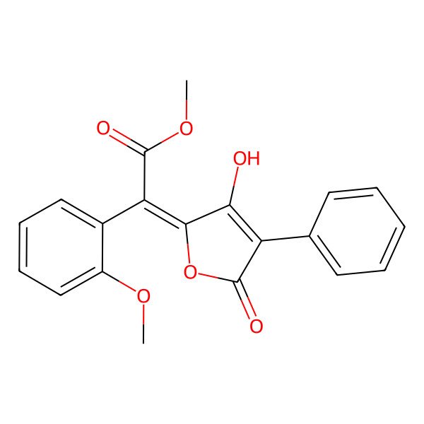 2D Structure of Methyl 2-(3-hydroxy-5-oxo-4-phenylfuran-2-ylidene)-2-(2-methoxyphenyl)acetate