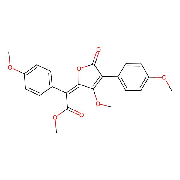 2D Structure of Methyl 2-[3-methoxy-4-(4-methoxyphenyl)-5-oxofuran-2-ylidene]-2-(4-methoxyphenyl)acetate