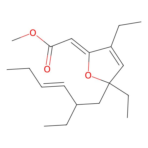 2D Structure of Methyl 2-[3,5-diethyl-5-(2-ethylhex-3-enyl)furan-2-ylidene]acetate