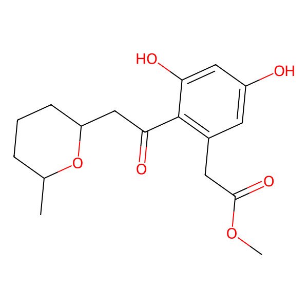 2D Structure of Methyl 2-[3,5-dihydroxy-2-[2-(6-methyloxan-2-yl)acetyl]phenyl]acetate
