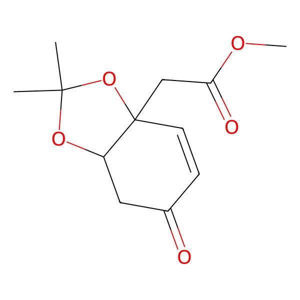 2D Structure of methyl 2-[(3aS,7aR)-2,2-dimethyl-6-oxo-7,7a-dihydro-1,3-benzodioxol-3a-yl]acetate