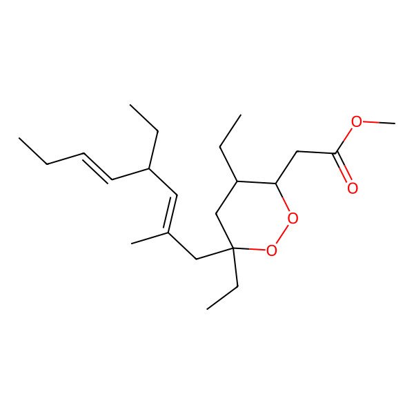 2D Structure of methyl 2-[(3R,4R,6R)-4,6-diethyl-6-[(2E,4R,5E)-4-ethyl-2-methylocta-2,5-dienyl]dioxan-3-yl]acetate