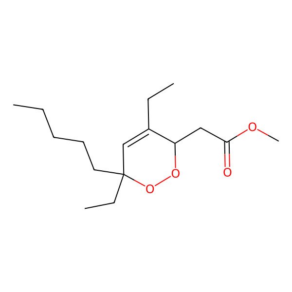 2D Structure of methyl 2-[(3R,6S)-4,6-diethyl-6-pentyl-3H-1,2-dioxin-3-yl]acetate