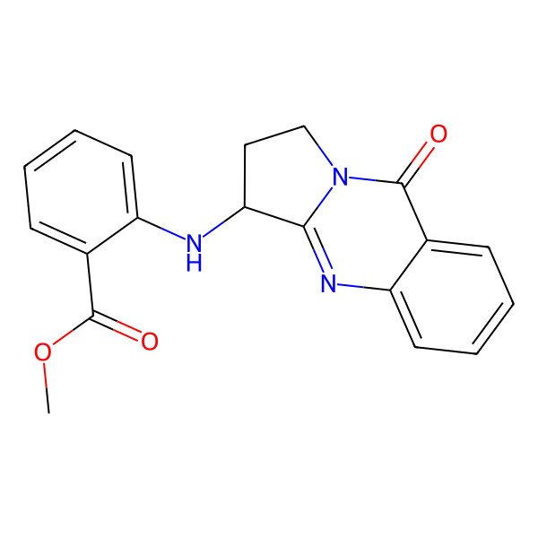 2D Structure of methyl 2-[[(3S)-9-oxo-2,3-dihydro-1H-pyrrolo[2,1-b]quinazolin-3-yl]amino]benzoate