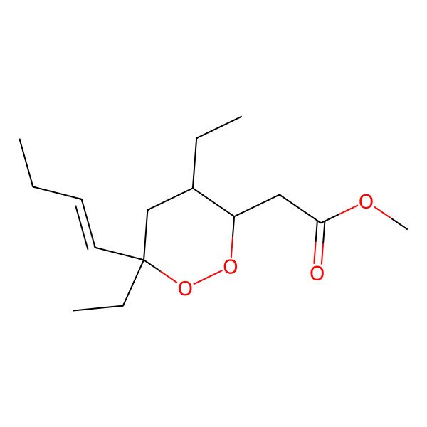 2D Structure of methyl 2-[(3S,4R,6S)-6-[(E)-but-1-enyl]-4,6-diethyldioxan-3-yl]acetate
