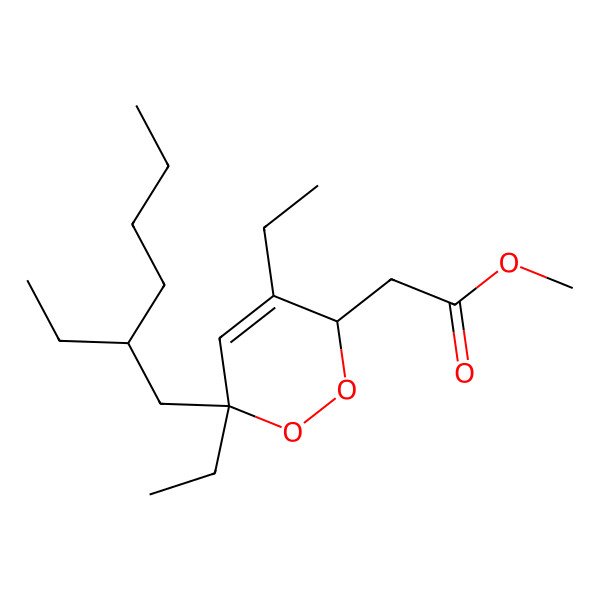 2D Structure of methyl 2-[(3S,6R)-4,6-diethyl-6-[(2S)-2-ethylhexyl]-3H-1,2-dioxin-3-yl]acetate