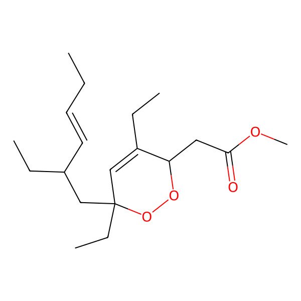 2D Structure of methyl 2-[(3S,6R)-4,6-diethyl-6-[(E,2R)-2-ethylhex-3-enyl]-3H-1,2-dioxin-3-yl]acetate