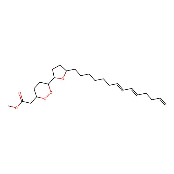 2D Structure of methyl 2-[(3S,6S)-6-[(2R,5S)-5-[(7Z,9Z)-tetradeca-7,9,13-trienyl]oxolan-2-yl]dioxan-3-yl]acetate
