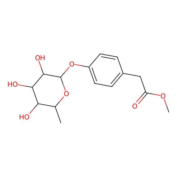 2D Structure of Methyl 2-[4-(3,4,5-trihydroxy-6-methyloxan-2-yl)oxyphenyl]acetate