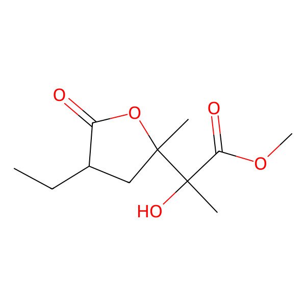 2D Structure of Methyl 2-(4-ethyl-2-methyl-5-oxooxolan-2-yl)-2-hydroxypropanoate 2D Structure of Methyl 2-(4-ethyl-2-methyl-5-oxooxolan-2-yl)-2-hydroxypropanoate