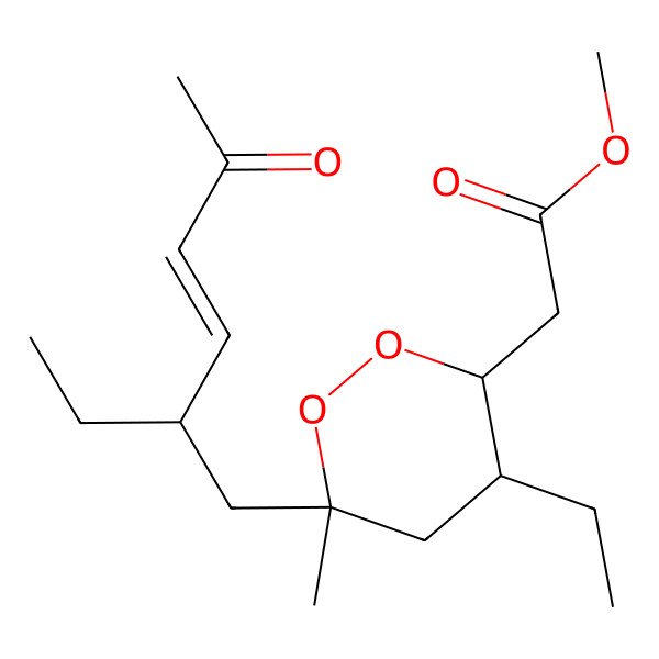2D Structure of Methyl 2-[4-ethyl-6-(2-ethyl-5-oxohex-3-enyl)-6-methyldioxan-3-yl]acetate