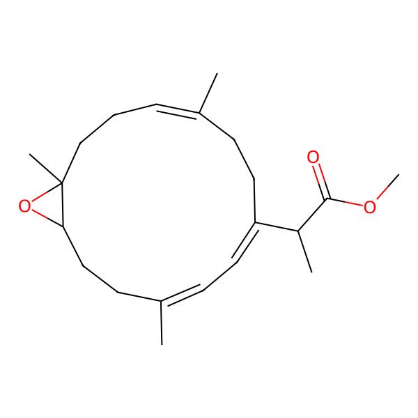 2D Structure of Methyl 2-(4,10,14-trimethyl-15-oxabicyclo[12.1.0]pentadeca-4,6,10-trien-7-yl)propanoate