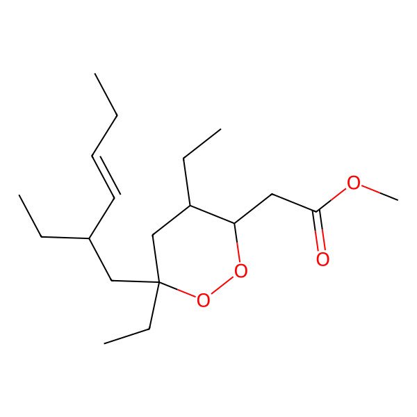 2D Structure of Methyl 2-[4,6-diethyl-6-(2-ethylhex-3-enyl)dioxan-3-yl]acetate