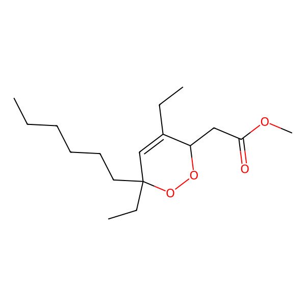 2D Structure of methyl 2-(4,6-diethyl-6-hexyl-3H-1,2-dioxin-3-yl)acetate