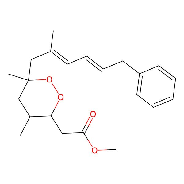 2D Structure of Methyl 2-[4,6-dimethyl-6-(2-methyl-6-phenylhexa-2,4-dienyl)dioxan-3-yl]acetate