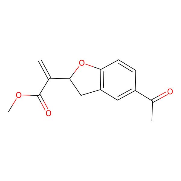 2D Structure of Methyl 2-(5-acetyl-2,3-dihydrobenzofuran-2-yl)propenoate
