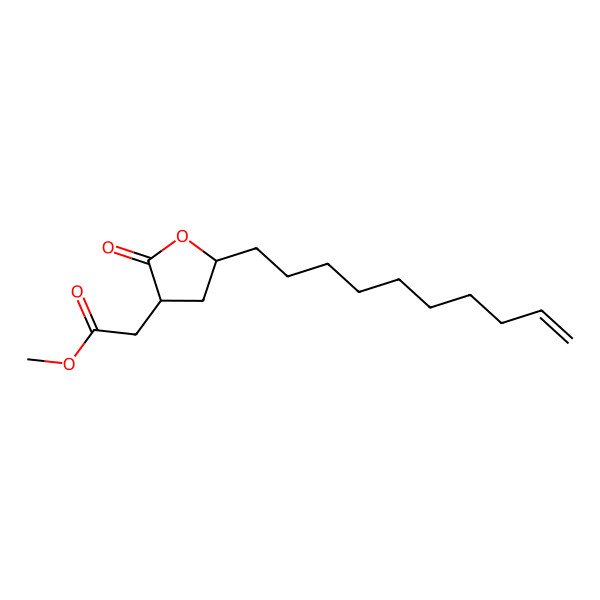 2D Structure of Methyl 2-(5-dec-9-enyl-2-oxooxolan-3-yl)acetate 2D Structure of Methyl 2-(5-dec-9-enyl-2-oxooxolan-3-yl)acetate
