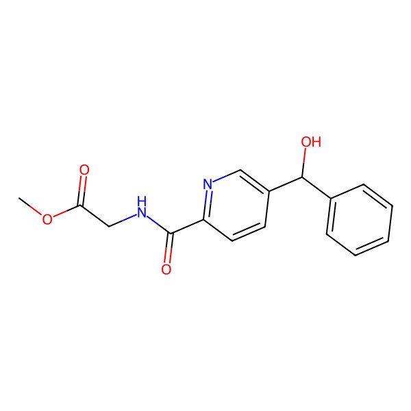 2D Structure of Methyl 2-[[5-[hydroxy(phenyl)methyl]pyridine-2-carbonyl]amino]acetate