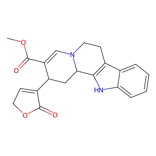 2D Structure of methyl 2-(5-oxo-2H-furan-4-yl)-1,2,6,7,12,12b-hexahydroindolo[2,3-a]quinolizine-3-carboxylate