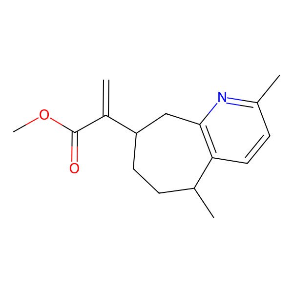 2D Structure of methyl 2-[(5S,8S)-2,5-dimethyl-6,7,8,9-tetrahydro-5H-cyclohepta[b]pyridin-8-yl]prop-2-enoate