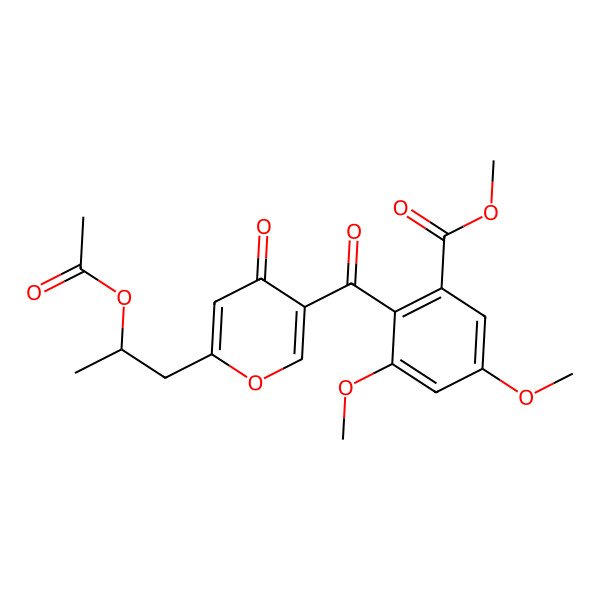 2D Structure of Methyl 2-[6-(2-acetyloxypropyl)-4-oxopyran-3-carbonyl]-3,5-dimethoxybenzoate