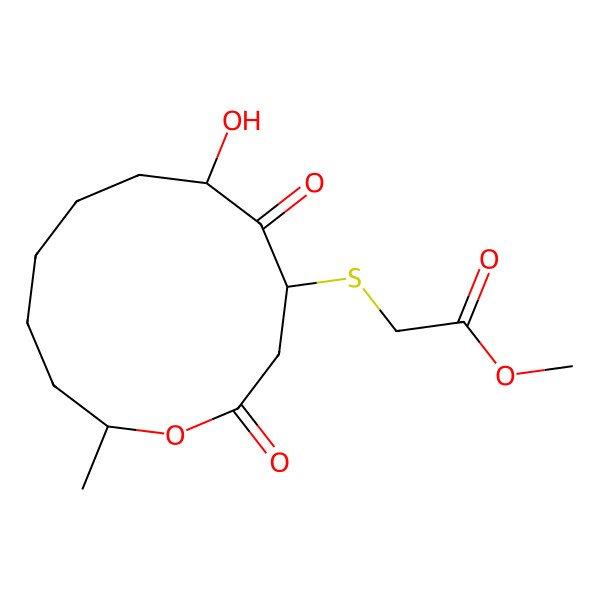 2D Structure of Methyl 2-[(6-hydroxy-12-methyl-2,5-dioxo-oxacyclododec-4-yl)sulfanyl]acetate