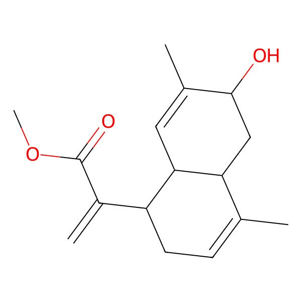 2D Structure of Methyl 2-(6-hydroxy-4,7-dimethyl-1,2,4a,5,6,8a-hexahydronaphthalen-1-yl)prop-2-enoate